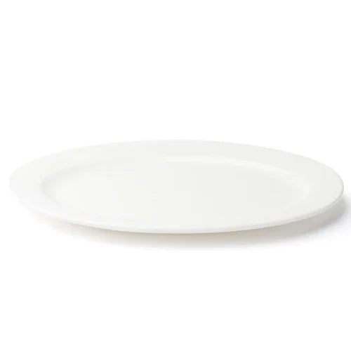Browne 5630118 Plate, 30.1x21.6cm/11.75x8.5 in , oval, wide rim, vitrified high alumina porcela