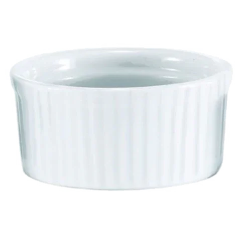 Browne 564021W Ramekin, 5 oz., 3-1/2 in  dia. x 1-1/2 in H, ribbed rim & sides, porcelain, whit