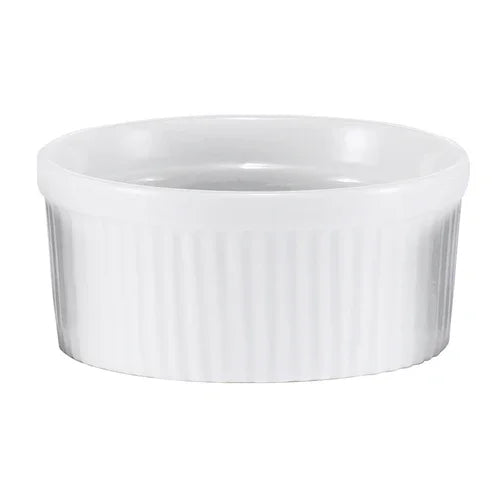 Browne 564022W Ramekin, 10 oz., 4-3/10 in  dia. x 2 in H, smooth rim & ribbed sides, porcelain,