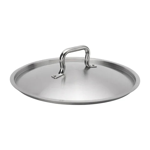 Browne 5734136 Elements Stock Pot Cover, 14-1/5 in  dia., self-basting, riveted loop handle, fi