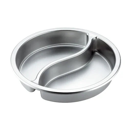 Browne 575165 Ying Yang Food Pan, 5-1/2 qt., 15-1/4 in  dia. x 2-3/4 in  deep, round, divided,