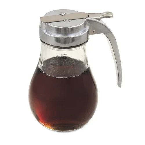 Browne 575190 Syrup Dispenser, 14 oz., 3-1/2 in  dia. x 6 in H, one-piece, stainless slide, ru