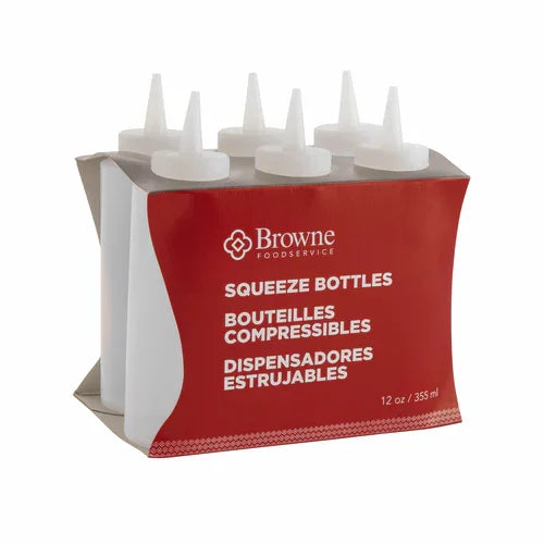 Browne 57801200 Squeeze Bottle, 12 oz., dressing, no drip tip, polyethylene, clear (set of 6) (c