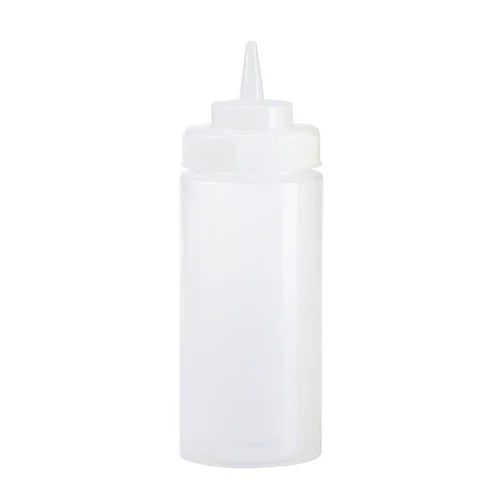 Browne 57801600 Squeeze Bottle, 16 oz., wide mouth, no drip tip, polyethylene, clear