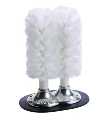 Browne 616112 Glass Brush, 8-1/2 in , double head, suction base, white nylon brushes