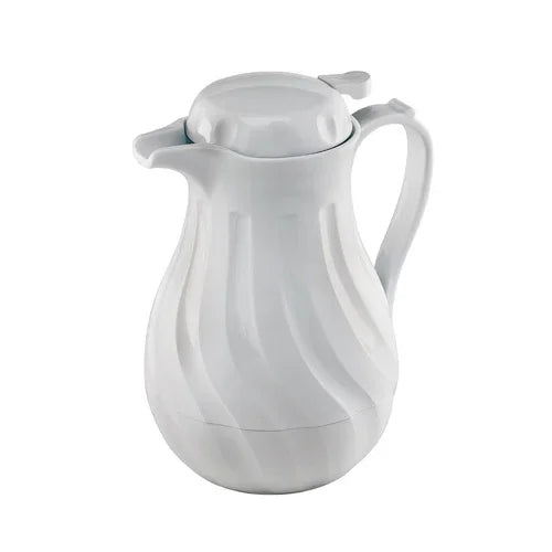 Browne 744228 Beverage Server, 64 oz., 11-1/2 in H, swirl design, thumb lever, odorless & stai