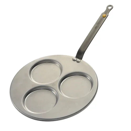 Browne 77561203 de Buyer Mineral B Element Blinis Pan, 10-5/8 in  dia., (3) 3-15/16 in  dia. com