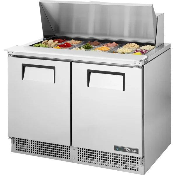 True TFP-48-18M | 48" 2-Solid Door Refrigerated Food Prep Unit  18 Pans  17.7 cu. ft.
