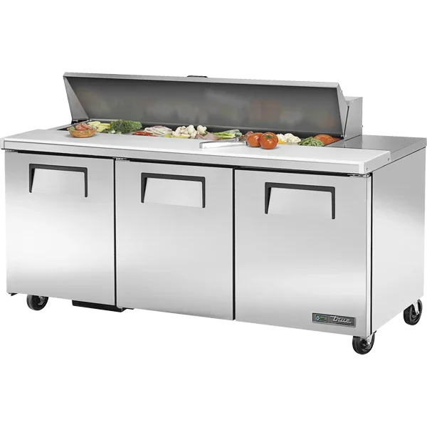 True TSSU-72-16-HC | 72" 3-Door Refrigerated Sandwich / Salad Prep Table  16 Pans