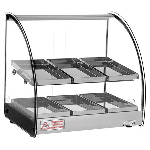 CELCOOK CHD2-19ACL Heated Display Case with Curved Glass Front for Countertop Use