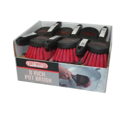 Chef Master 90048 Chef-Master Pot Brush, 8 in  plastic handle, nylon bristles, black & red (must b