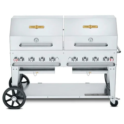 CROWN VERITY CV-MCB-60RDP-NG mobile outdoor charbroiler with natural gas and 8 burners