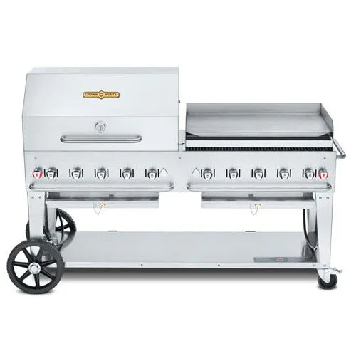CROWN VERITY CV-MCB-72RGP-LP Mobile Outdoor Charbroiler with 10 Burners and Grill Area