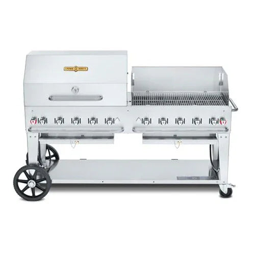 CROWN VERITY CV-MCB-72RWP-NG Mobile Outdoor Charbroiler with Natural Gas and 10 Burners