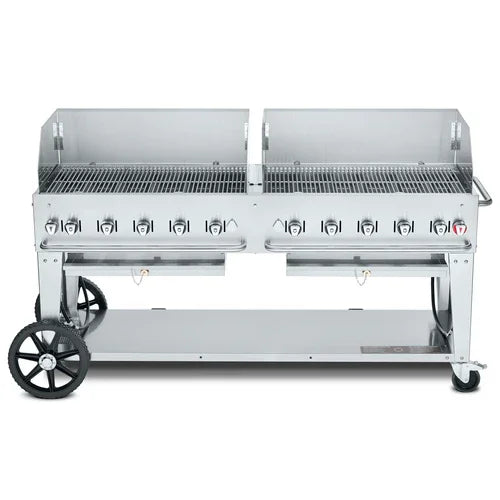 CROWN VERITY CV-MCB-72WGP-NG Mobile Outdoor Charbroiler with 10 Burners and Grill Area