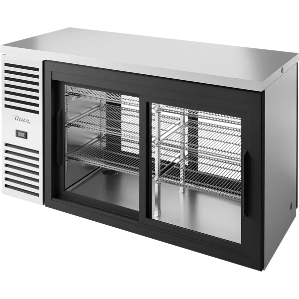 True TBR60-PTSZ1-L-S-11-11-1 | 60" Sliding Glass Pass-Thru Refrigerator | 16 cu. ft.