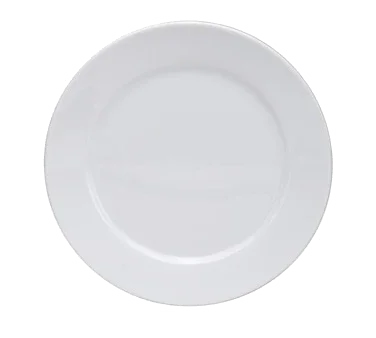Buffalo F8010000149 Plate, 10-1/4" dia., round, rolled edge, porcelain, bright white, Whiteware Unde