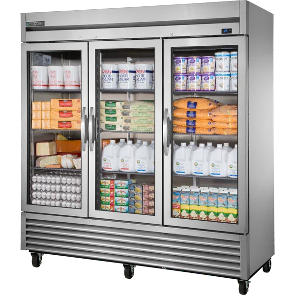 TRUE TS Series 78" 3-Glass Door Stainless Steel Reach-In Refrigerator, Bottom Mounted, 65.6 cu. ft. | TS-72G-HC~FGD01