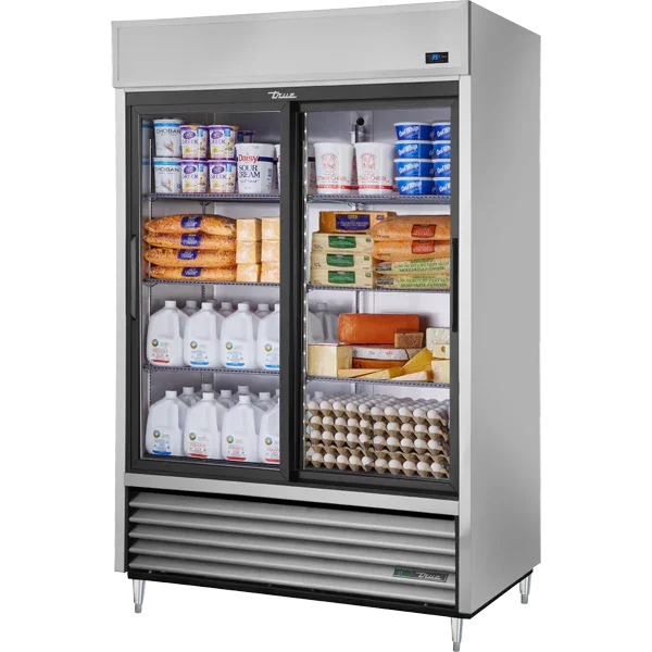 True TSD-47G-HC-LD | TSD Series  54" 2-Door Sliding Glass Refrigerator  Bottom Mounted