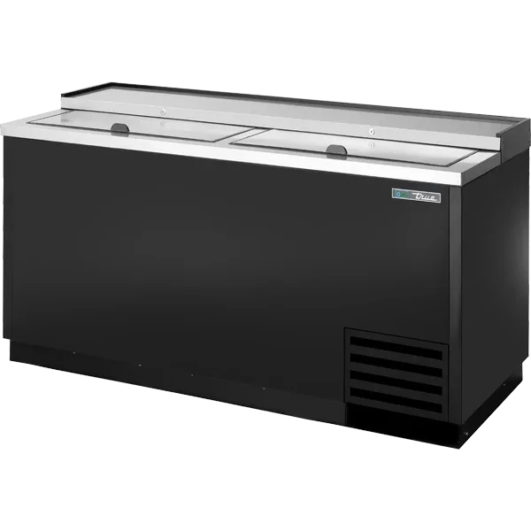 True TD-65-24-HC | 65" 2-Solid Slide Lid | Black Deep Well Horizontal Bottle Cooler