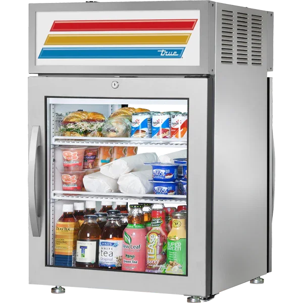 True GDM-05PT-S-HC~FGD01 | 24" 1-Glass Door Pass-Thru Refrigerated Merchandiser | 4.9 cu. ft.