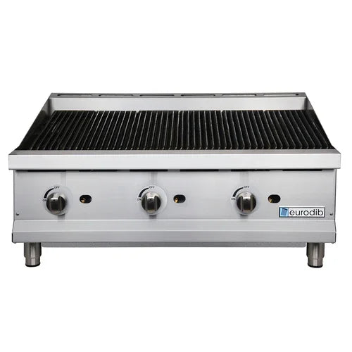 Eurodib T-CBR36 Countertop Gas Broiler with 36x20 Cooking Surface and Cast Iron Grates