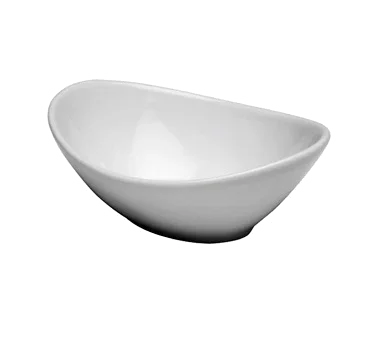 Buffalo F8010000754 Bowl, 9-1/2 oz., 6-1/4", oval, scratch-resistant glaze, polished foot, bright wh