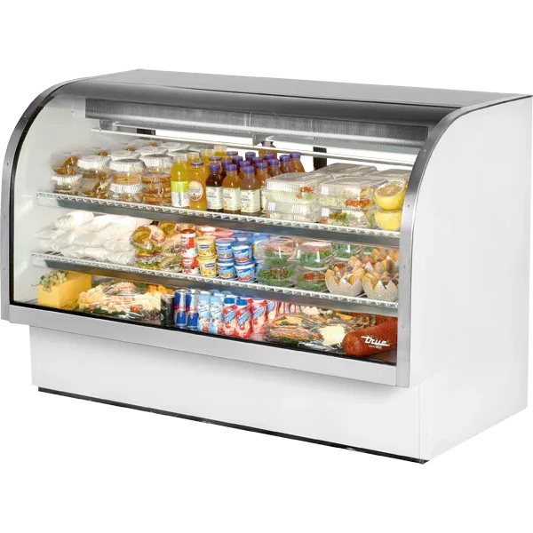 True TCGG-72-HC-LD | 72" White Curved Glass Deli Case