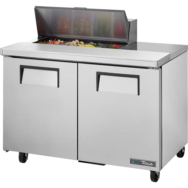 TRUE 48" 2-Solid Door Refrigerated Sandwich / Salad Food Prep Table w/ 8 Pans, 14 cu. ft. |  TSSU-48-08-HC