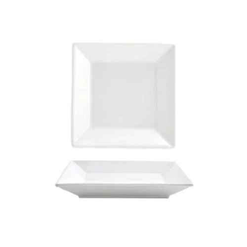 Front Of The House DAP002WHP23 5x5 Square Porcelain Plate with Linear Design