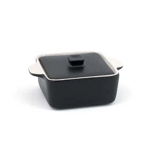 Front Of The House DBO136BKC23 Kiln Ovenware Dish 8 oz Square with Lid