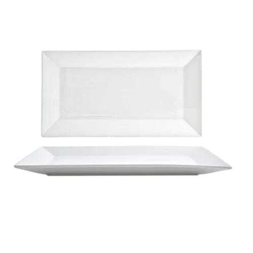 Front Of The House DDP000WHP22 Porcelain Plate 13 in x 7 in Rectangular Design