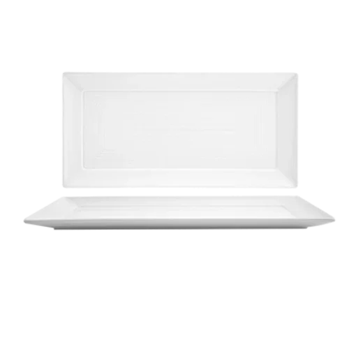 Front Of The House DDP004WHP21 Porcelain Rectangle Spiral Plate 14 x 7 Inches