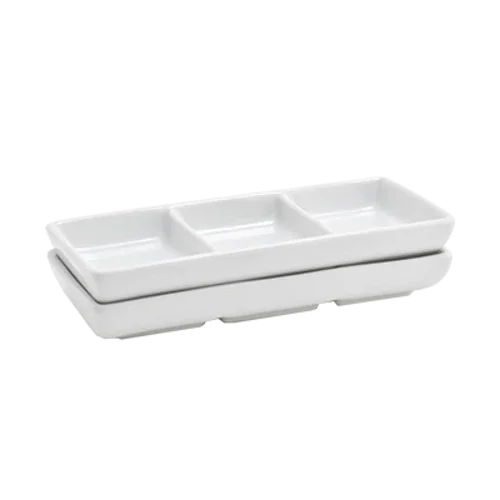 Front Of The House DSD017WHP23 Divided Dish 3-Compartment 3 Oz Overall Size 6 in x 2-1/2 in
