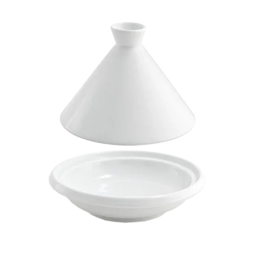 Front Of The House STN001WHP20 10 oz. Porcelain Tagine with Cover