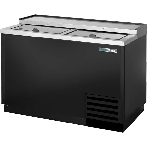 TRUE 50" 2-Solid Slide Lid Black Deep Well Horizontal Bottle Cooler, 15 cu. ft. | TD-50-18-HC