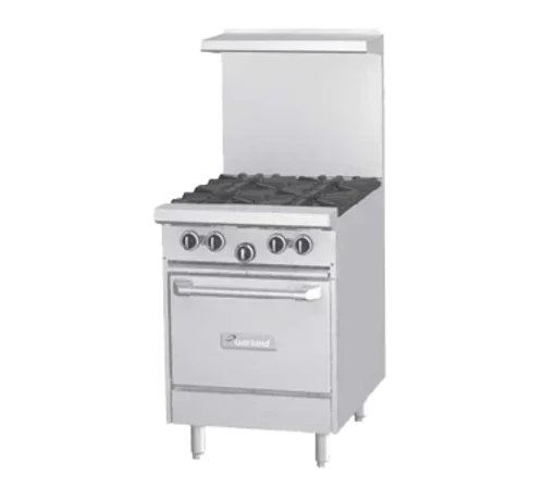 Garland G24-4L gas restaurant range with four 33,000 BTU open burners