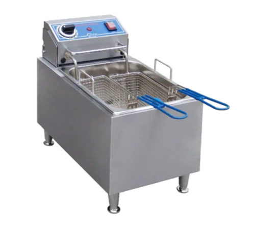 GLOBE PF16E-C electric fryer with 16 lbs oil capacity and manual thermostat