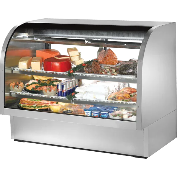 True TCGG-60-S-HC-LD | 60" Stainless Steel Curved Glass Deli Case | Refrigeration