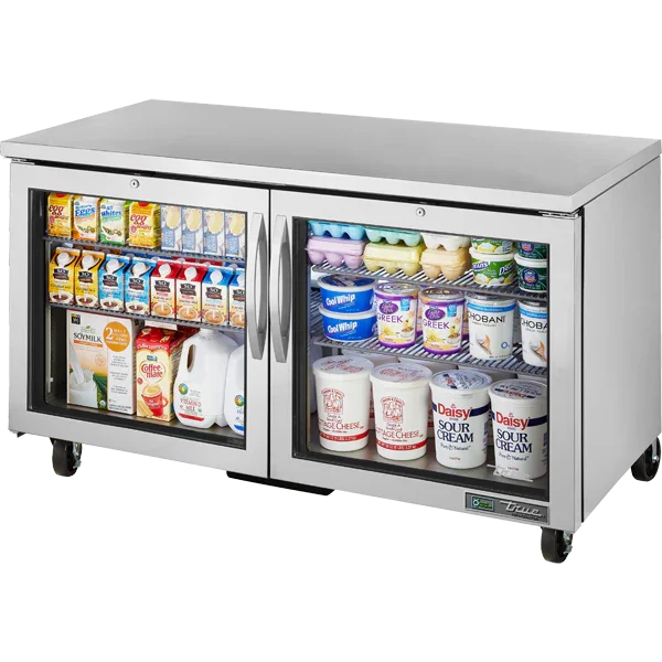 True TUC-60G-HC~FGD01 | 60" 2-Glass Door Undercounter Refrigerator  17.8 cu. ft.