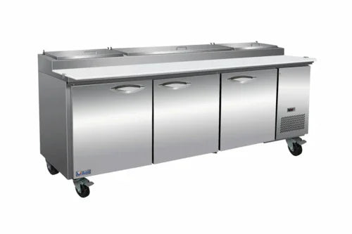 Ikon IPP94 Refrigeration Pizza Prep Table with Three Sections and 32 cu ft Capacity