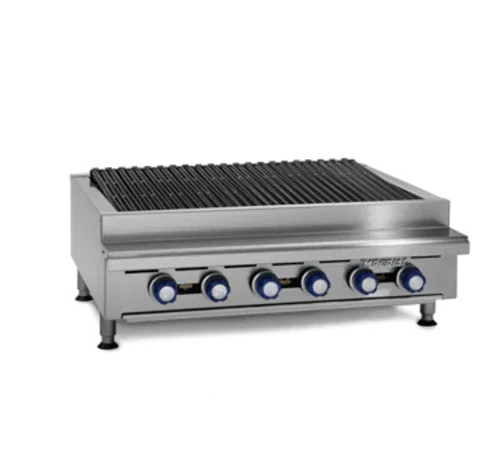 IMPERIAL IRB-24 gas countertop charbroiler with four radiant burners and cast iron