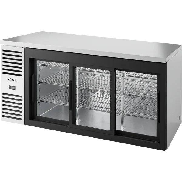 True TBR72-RISZ1-L-S-111-1 | 72" Sliding Glass Stainless Steel Reach-In Refrigerator | 20.2 cu. ft.