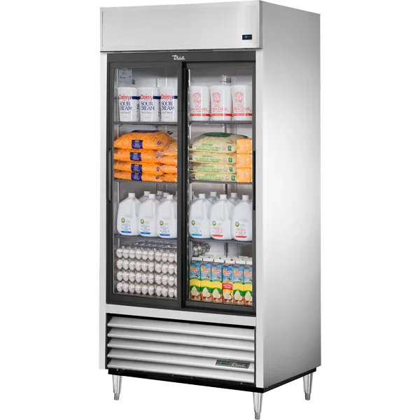 True TSD-33G-HC-LD | TSD Series  40" 2-Door Sliding Glass Refrigerator  Bottom Mounted  31 cu. ft.
