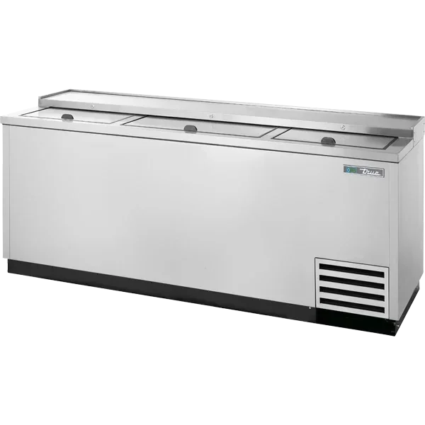 True TD-80-30-S-HC | 80" 3-Solid Slide Lid  Stainless Steel Deep Well Horizontal Bottle Cooler