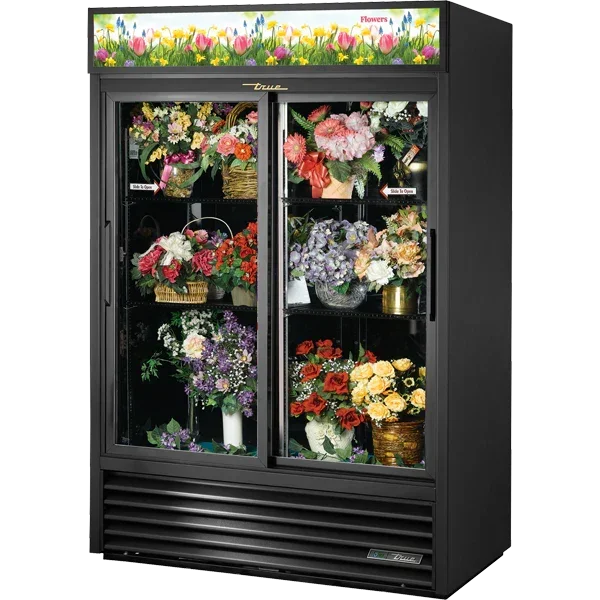 True GDM-47FC-HC-LD | 54" 2-Door Sliding Glass Refrigerated Floral Case  Bottom Mounted  44.2 cu. ft.