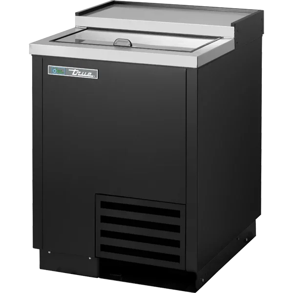 True T-24-GC-HC | 24" Black Solid Slide Lid  Glass and Plate Chiller/Froster 4.6 cu. ft.