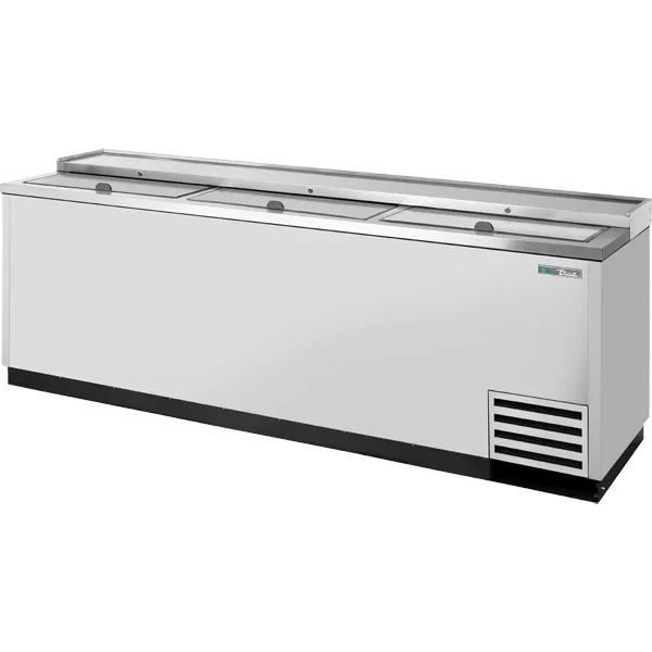 True TD-95-38-S-HC | 95" 3-Solid Slide Lid  Stainless Steel Deep Well Horizontal Bottle Cooler