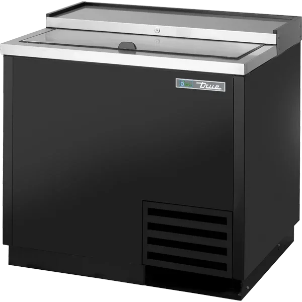 True TD-36-12-HC | 37" Solid Slide Lid Black Deep Well Horizontal Bottle Cooler  9.8 cu. ft.