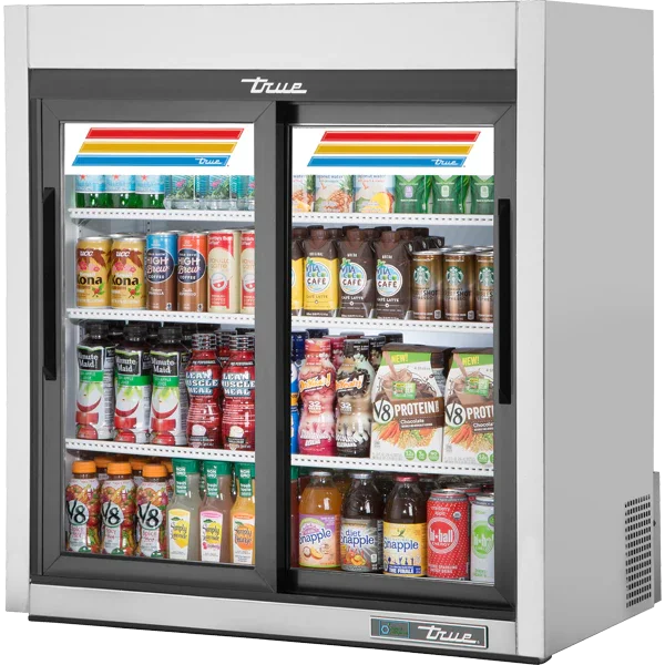 True GDM-09-SQ-S-HC-LD | 36" 2-Door Sliding Glass  Counter-Top Refrigerated Merchandiser